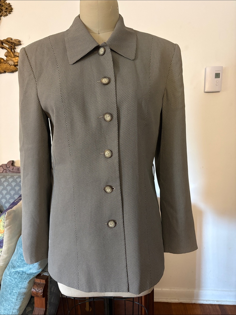 Talbots Classic Button-Front Gray Blazer Jacket size 6